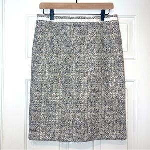 Boden Metallic Tweed Pencil Skirt Silver Midi Size 8